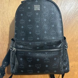 MCM Black Leather Backpack w/ Studs
